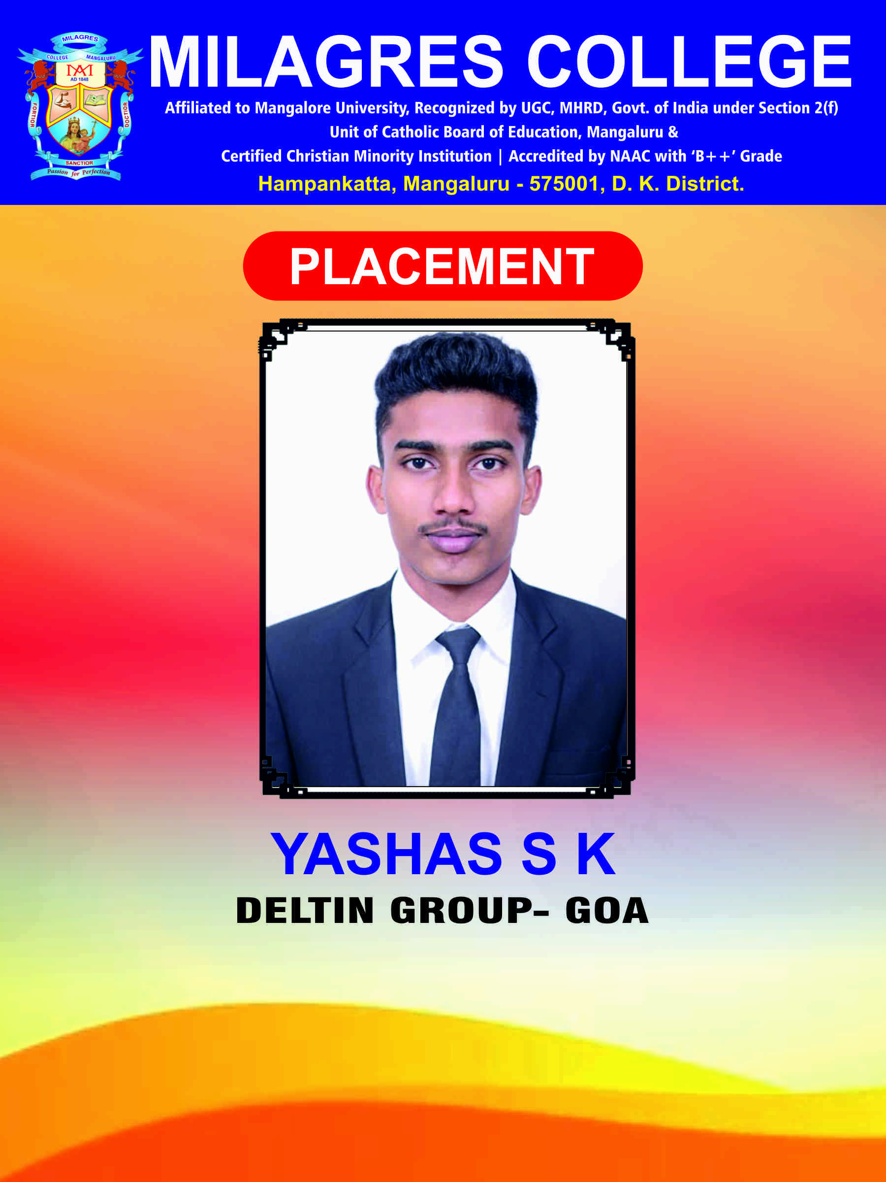 Successfully placed student